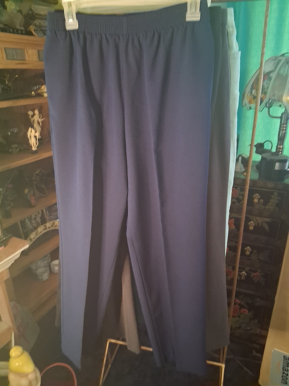 Allison Daley Navy Straight-Leg Elastic-Waist Pants
